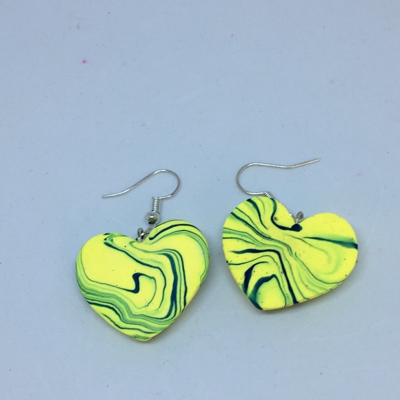 Unique Handmade Polymr Clay Hear Earrings - Picture 8 of 8